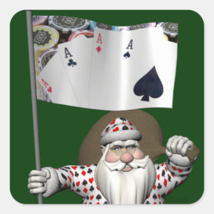Adesivo Papai Noel adora jogar pôquer