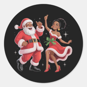 Adesivo Papai Noel Africano Sra. Claus Dançando Natal Amer