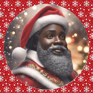 Adesivo Papai Noel Afro-Americano Arte Digital de Natal