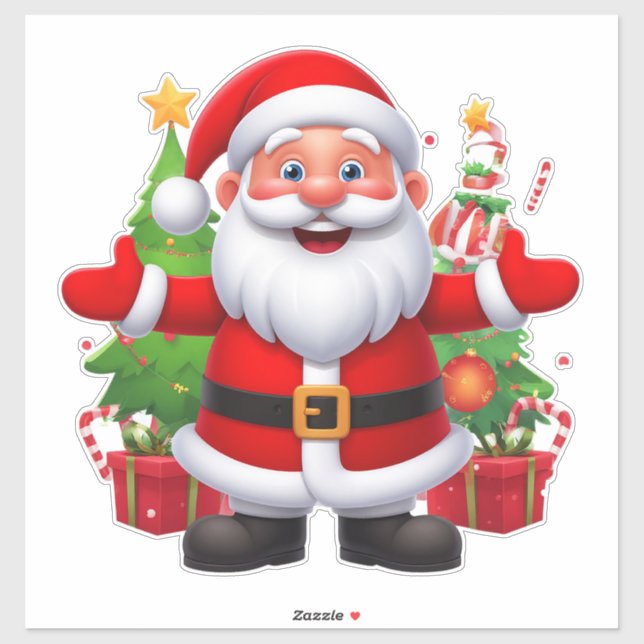 Adesivo Papai Noel Alegre (Folha)