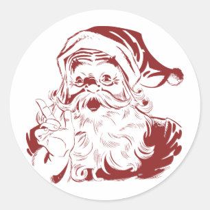 Adesivo Papai Noel alegre de vermelho Natal divertido retr