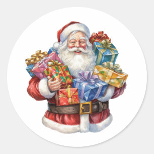 Adesivo Papai Noel Alegre no Traje Vermelho Tradicional