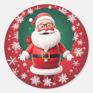 Adesivo Papai Noel Alegre Rodeado de Flocos de Neve