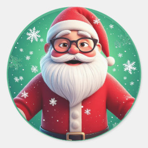 Adesivo Papai Noel Alegre Rodeado de Flocos de Neve