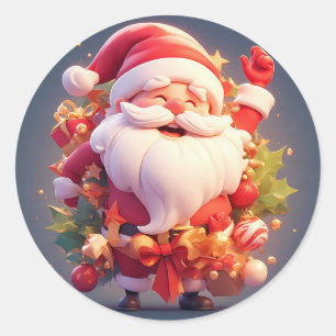 Adesivo Papai Noel Alegre Rodeado por Natal Festivo