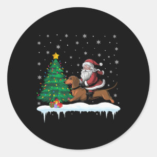 Adesivo Papai Noel Andando Dachshund Dog Boys Meninas Cria