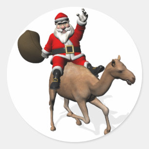 Adesivo Papai Noel Andando De Camelo