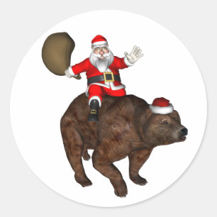 Adesivo Papai Noel Andando De Urso