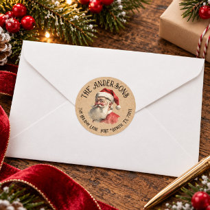 Adesivo Papai Noel Antigo Endereço de Devolução de Natal