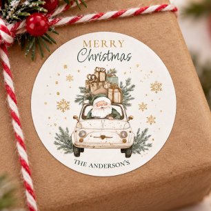 Adesivo Papai Noel aquarela elegante neve carro Natal feli