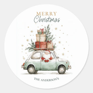 Adesivo Papai Noel aquarela elegante neve natal feliz Nata