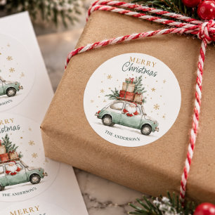 Adesivo Papai Noel aquarela elegante neve natal feliz Nata