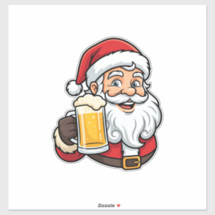 Adesivo Papai Noel Bebendo Cerveja Gráfico de Natal