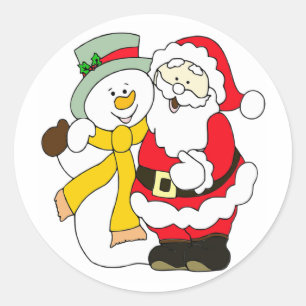 Adesivo Papai noel bonito e boneco de neve