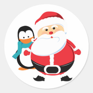 Adesivo Papai Noel bonito e pinguim