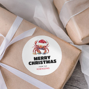 Adesivo Papai Noel Caranguejo Tropical Divertido Natal