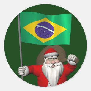 Adesivo Papai Noel com a bandeira de Brasil