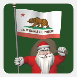 Adesivo Papai Noel com a bandeira de Califórnia