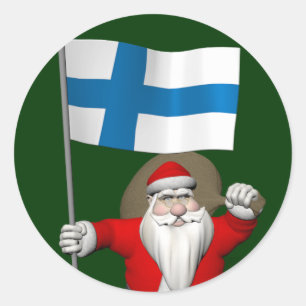 Adesivo Papai Noel com a bandeira de Finlandia