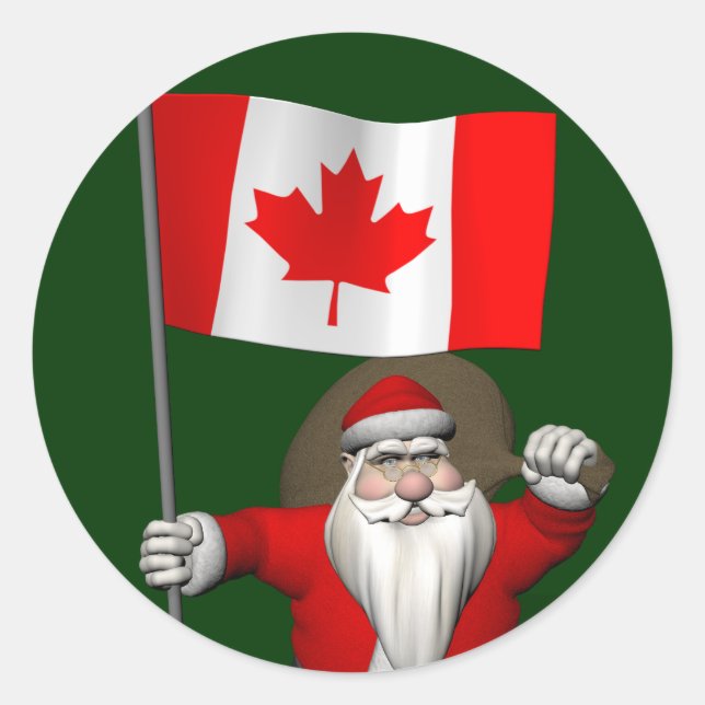 Adesivo Papai Noel Com Alferes Do Canadá (Frente)