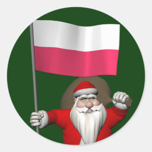Adesivo Papai Noel Com Bandeira Da Polônia