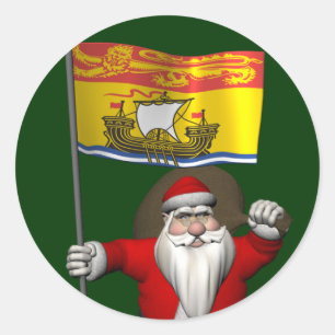 Adesivo Papai Noel Com Bandeira de New Brunswick CDN