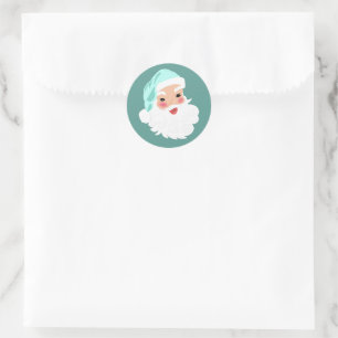 Adesivo Papai Noel com Chapéu Verde Menta Natal Vintage