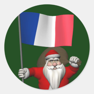 Adesivo Papai Noel com Estandarte da França
