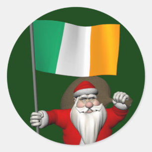 Adesivo Papai Noel Com Estandarte Da Irlanda