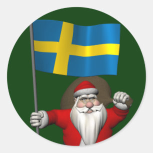 Adesivo Papai Noel Com Estandarte Da Suécia