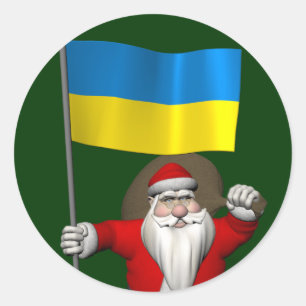 Adesivo Papai Noel Com Estandarte Da Ucrânia