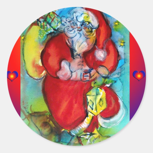 Adesivo Papai Noel com lanterna na noite de Natal (Frente)