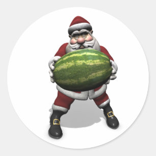 Adesivo Papai Noel Com Melancia Muito Grande
