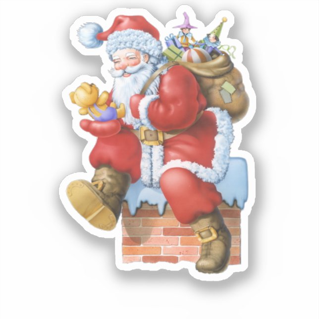 Adesivo Papai Noel com presentes recortados (Frente)