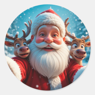 Adesivo Papai Noel com Rena Celebrando o Natal
