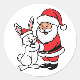Adesivo Papai Noel com um coelho fofo