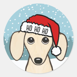 Adesivo Papai Noel Dachshund Creme Cachorro Wiener Persona
