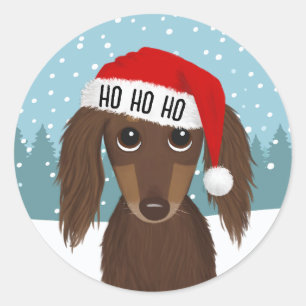 Adesivo Papai Noel Dachshund de Chocolate Cachorro Wiener