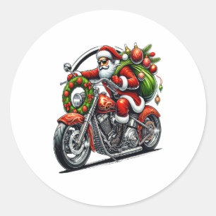 Adesivo Papai Noel de Moto Natal Motociclista