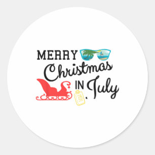 Adesivo Papai Noel de Natal Alegre em Julho na Praia Fofo