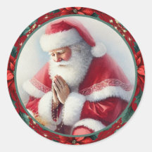 Papai Noel de Natal Católico com Rosário Poinsetti
