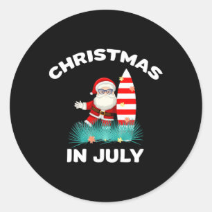 Adesivo Papai Noel de Natal em Julho Surfando Havaiano Doc