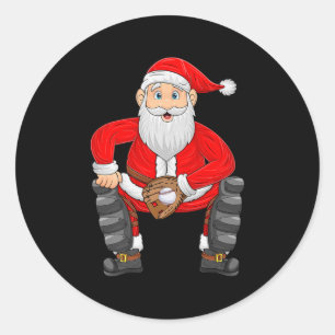 Adesivo Papai Noel de Natal Jogando Beisebol Apanhador Cam