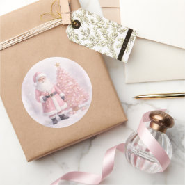Adesivo Papai Noel de Natal Rosa Pastel