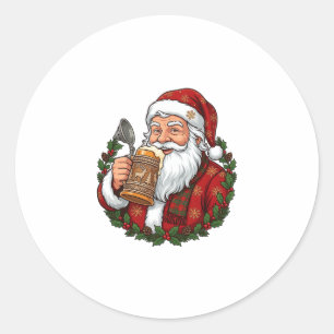 Adesivo Papai Noel de Natal segurando copo de cerveja