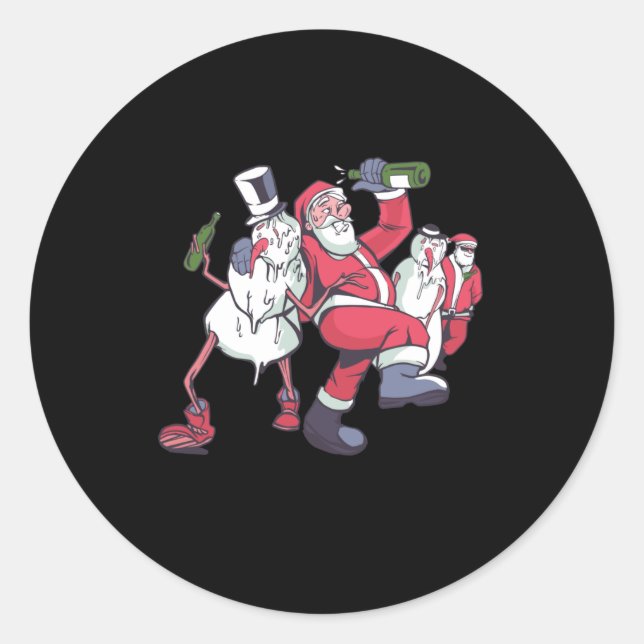 Adesivo papai noel de neve bebado (Frente)