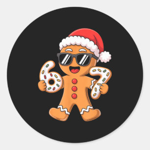 Adesivo Papai Noel de Pão de Mel Com Óculos de Sol Seguran