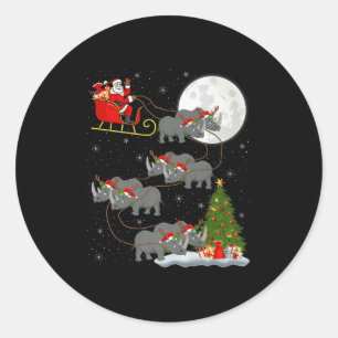 Adesivo Papai Noel de Rinoceronte Voando Magicamente Natal