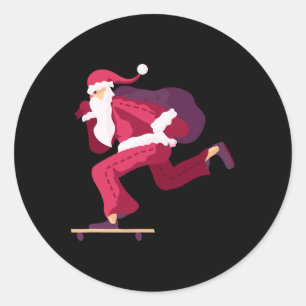 Adesivo Papai Noel de skate Presente de Natal engraçado