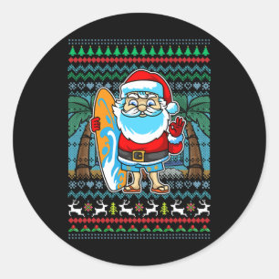 Adesivo Papai Noel de Surf Surfista Natal Havaiano Mãe Pai
